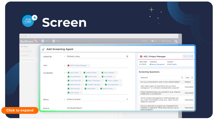 Vignette de la vidéo Bullhorn Amplify sur la sélection des candidats à l'aide d'un logiciel de recrutement IA pour les agences de recrutement.