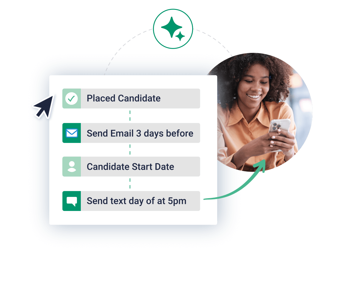 Représentation visuelle du processus d'inscription par e-mail pour Bullhorn Automation, conçu pour le recrutement d'agences de recrutement.
